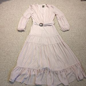 Taylor Tiered Dress Womens 6 Pink Ruffle Flowy Balloon Sleeve Romantic